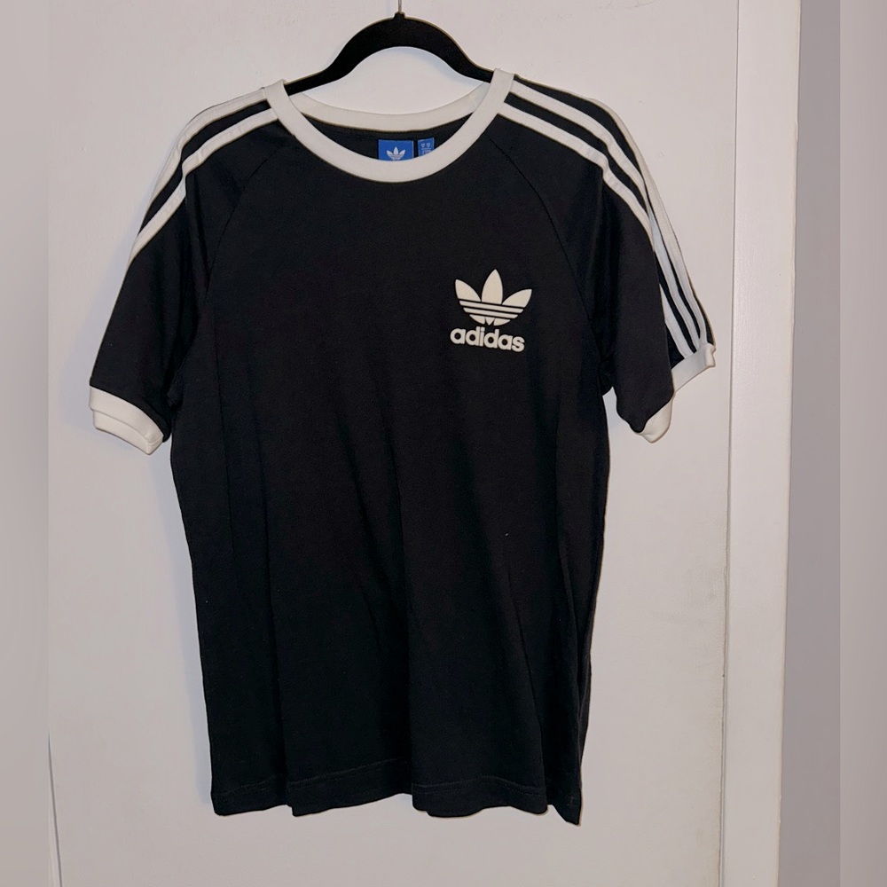 Adidas Black Tee with White Accents